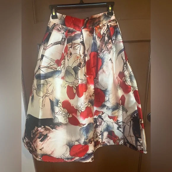 ❌SOLD❌Full A-Line Skirt w/ Italian Flowers and Design Size S - Picture 2 of 8